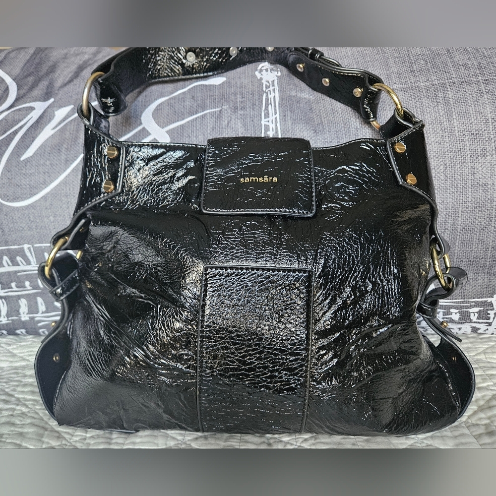 samsara vegan leather shoulder bag
